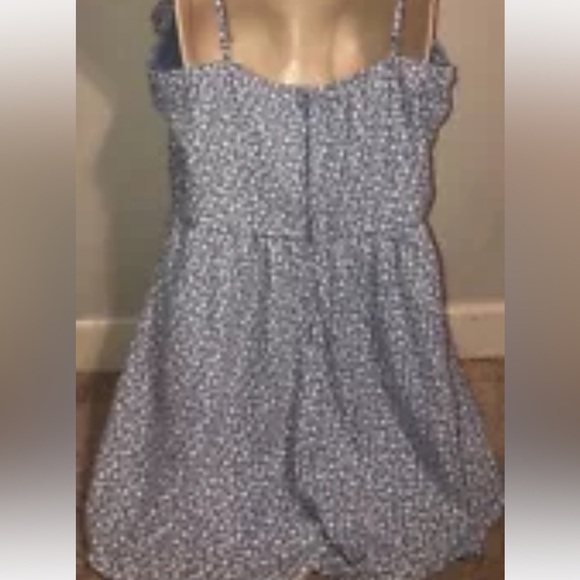 Blue lined floral print Y2K Trixxi romper ruffle neck junior size XL - Picture 5 of 6